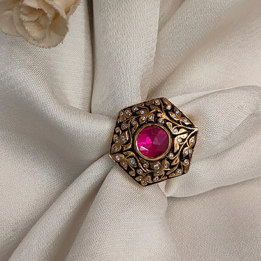 Moissanite Pink Ring